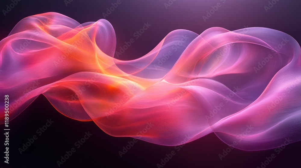 Fototapeta premium Abstract flowing pink and orange light waves.