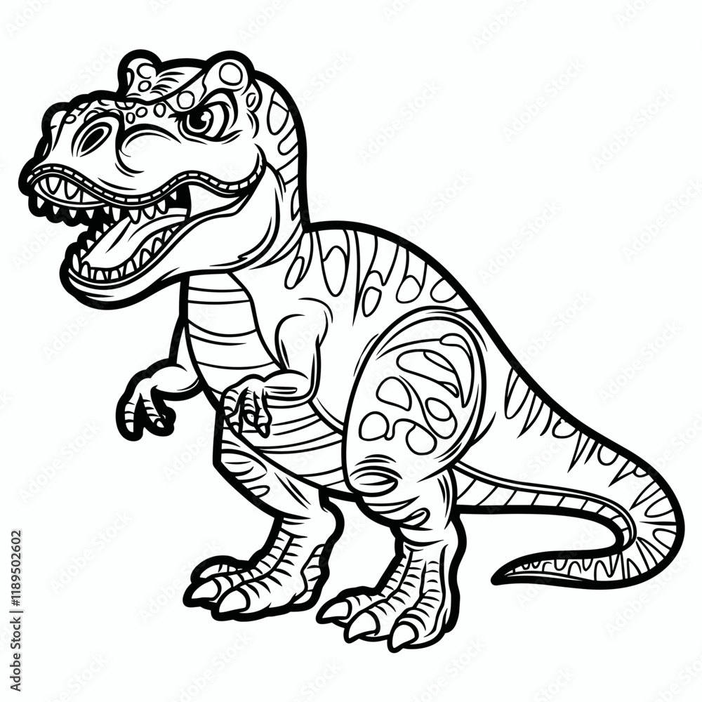 Fototapeta premium Fierce T-Rex Coloring Page for Kids