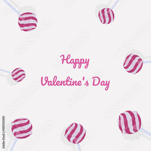 A romantic and sweet postcard. With love, Valentine's Day, February 14th, cute candy pictures as a gift.