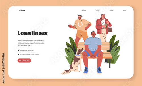 Men Midlife Crisis. Flat Vector Illustration