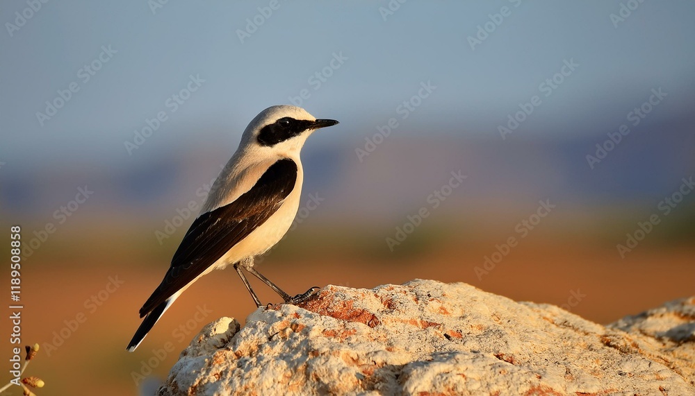 Fototapeta premium capped wheatear oenanthe pileata