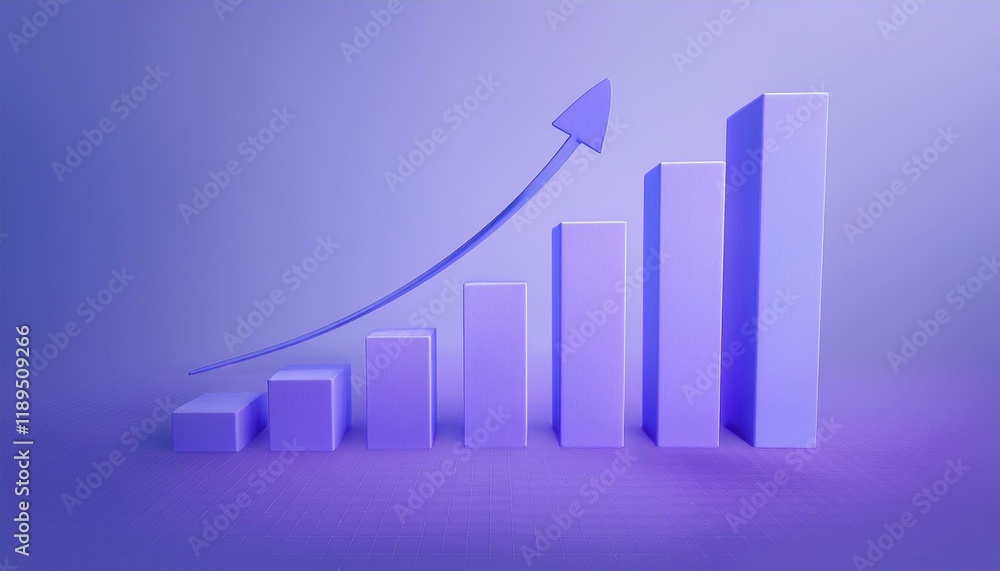 3D bar graph showing market growth rate, 3D display of rising graph 3D bar graph showing market growth rate, 3D display of rising graph