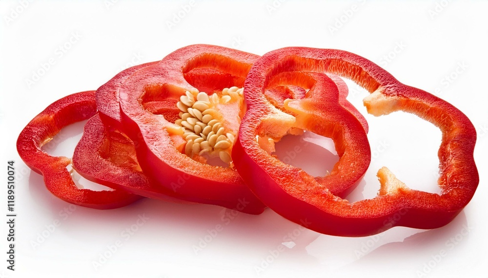sliced red bell pepper path isolated on white sliced red bell pepper path isolated on white