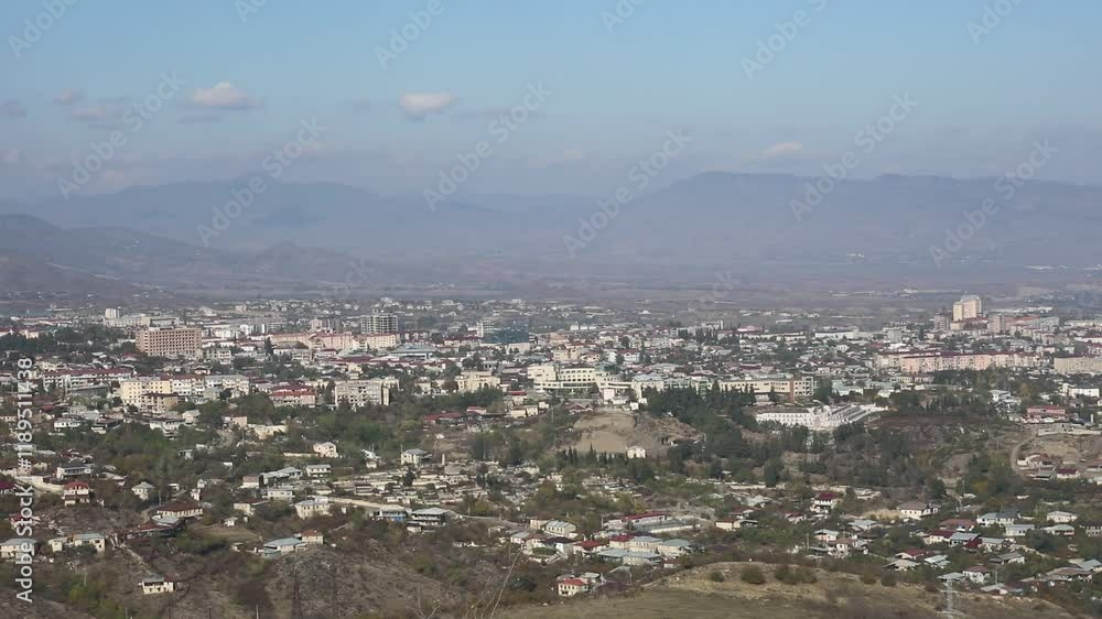 Khankendi, Azerbaijan - 28.10.2024: Scenic View of Khankendi City, Azerbaijan: A Glimpse of the City Nestled Amidst the Mountains Khankendi, Azerbaijan - 28.10.2024: Scenic View of Khankendi City, Azerbaijan: A Glimpse of the City Nestled Amidst the Mountains