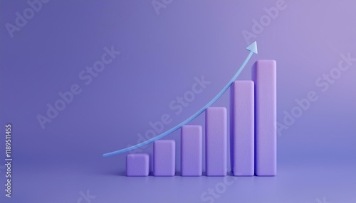 Free Download 3D bar graph showing market growth rate, 3D display of rising graph - GFXLoad