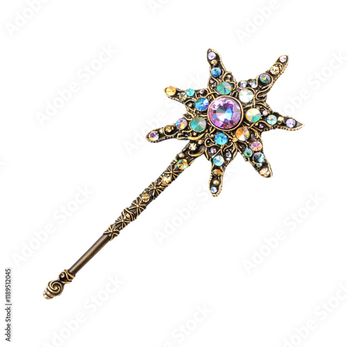 Enchanted Star Shaped Magic Wand with Gemstones photo