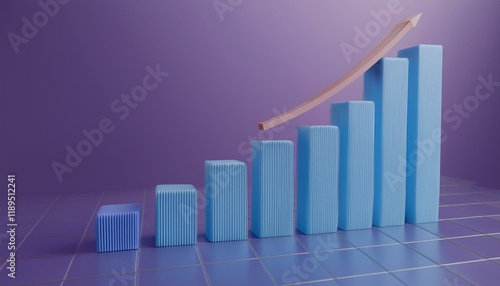 Free Download 3D bar graph showing market growth rate, 3D display of rising graph - GFXLoad