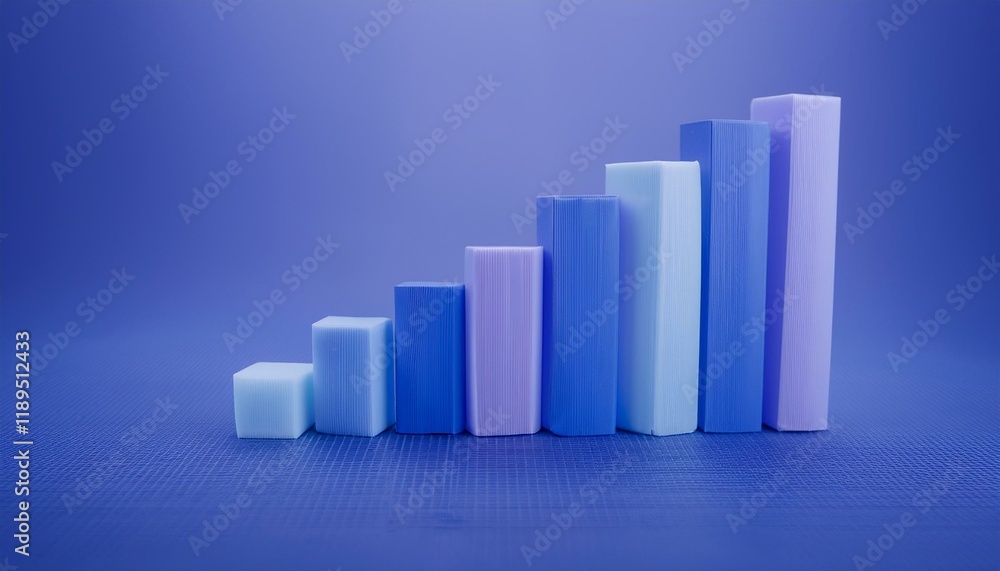 3D bar graph showing market growth rate, 3D display of rising graph 3D bar graph showing market growth rate, 3D display of rising graph