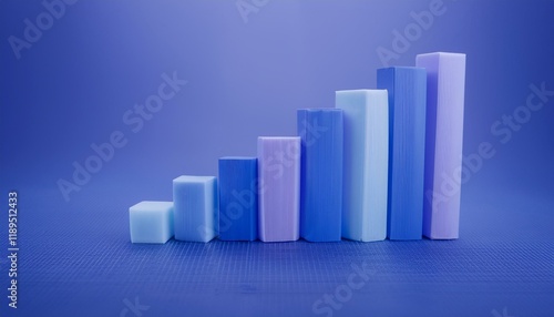 3D bar graph showing market growth rate, 3D display of rising graph photo