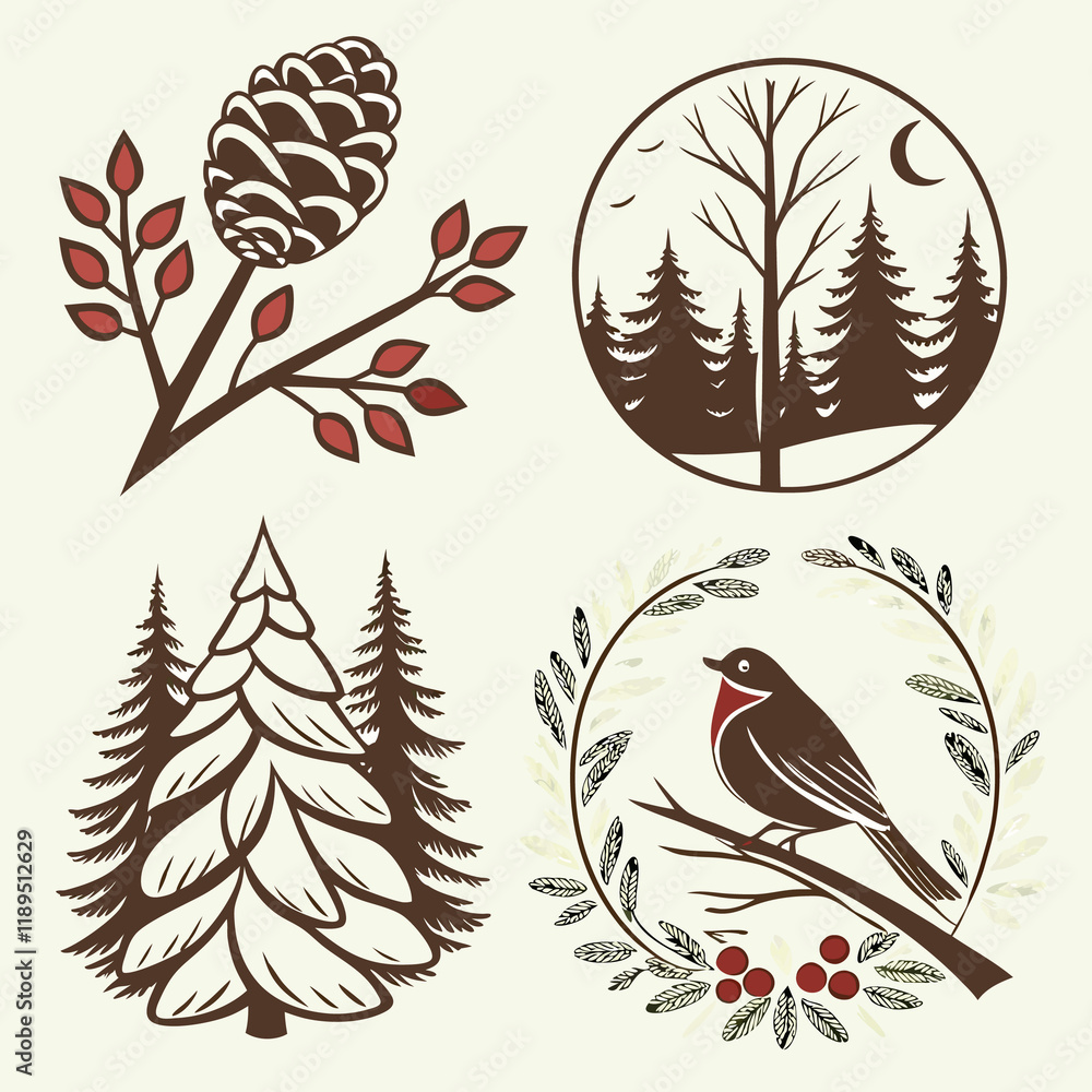 Obraz premium vector set of autumn trees