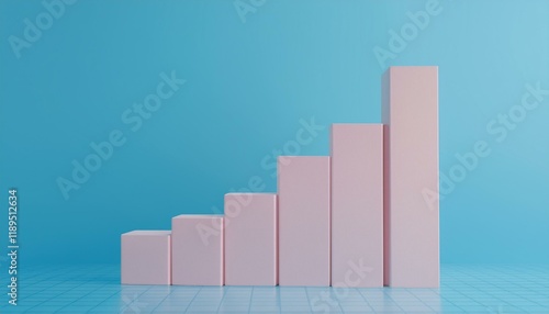 3D bar graph showing market growth rate, 3D display of rising graph photo