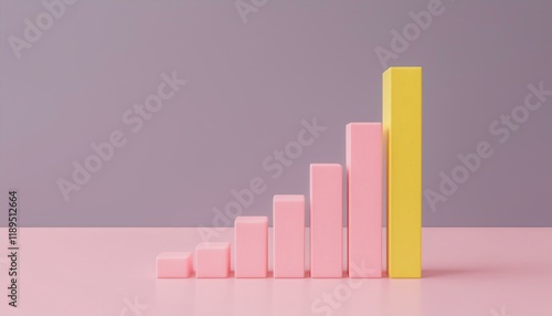 3D bar graph showing market growth rate, 3D display of rising graph photo