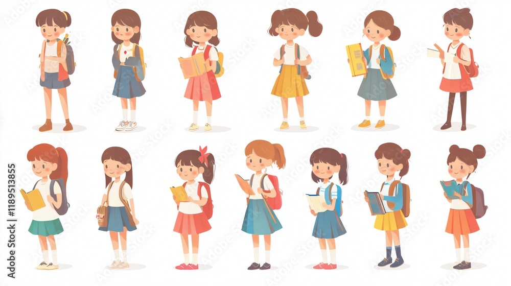 Back to School Vector Illustration of Girl with Parents at Enrollment Ceremony Back to School Vector Illustration of Girl with Parents at Enrollment Ceremony