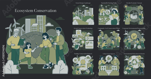 Ecosystem Conservation. Flat Vector Illustration