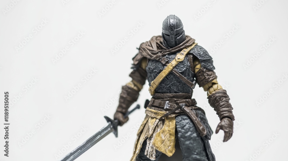 A detailed warrior figure stands poised with a sword. The intricate design highlights the craftsmanship and attention to detail in this collectible. Generative AI A detailed warrior figure stands poised with a sword. The intricate design highlights the craftsmanship and attention to detail in this collectible. Generative AI
