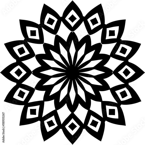 floral design, stylized flower shapes, flowing scrolls, and decorative accents. abstract floral ornament, petal patterns, ideal for use in decorative prints, wallpaper, mandala, digital art, template