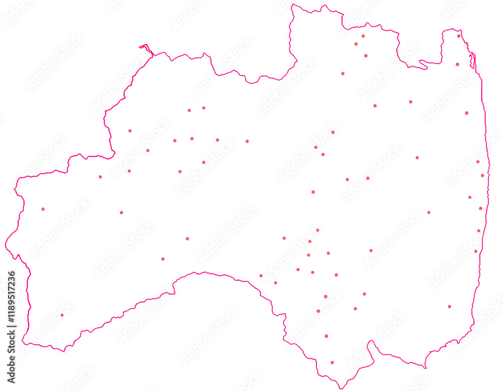 福島県　地図　白　斑点　イラスト