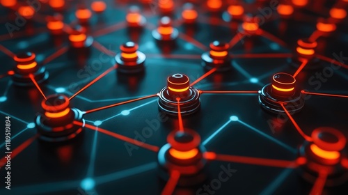 A 3D interconnected web of glowing lines and nodes forming a luminous network.