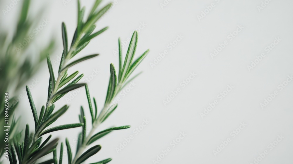 Obraz premium close up of rosemary sprigs against a white background