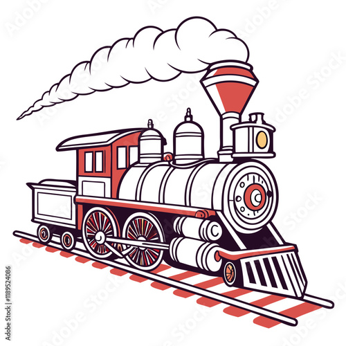 Steam Engine locomotive vector Illustration Isolated on a transparent background