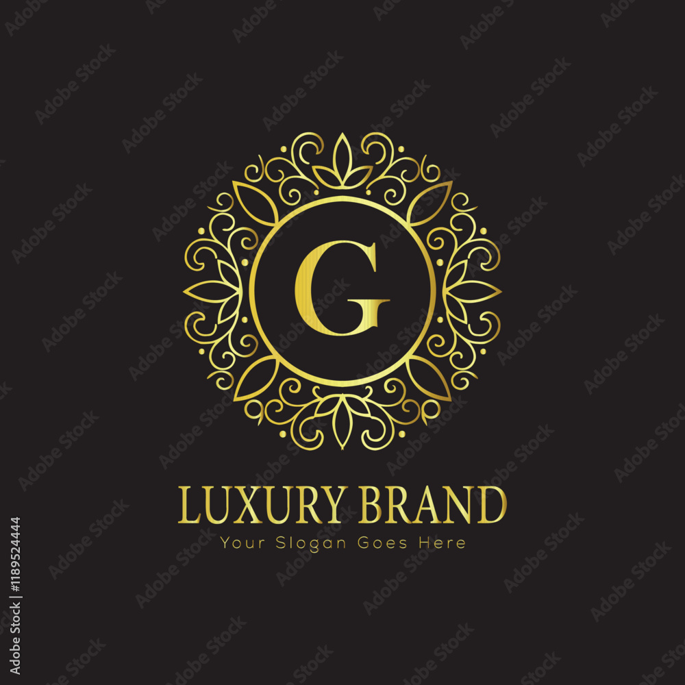 Naklejka premium Letter Luxury brand logo design with a royal gold crown emblem and elegant typography