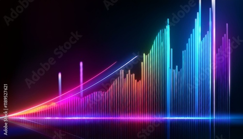 Wallpaper Mural Rising graph in glowing neon colors, brightly shining lines on a dark background Torontodigital.ca