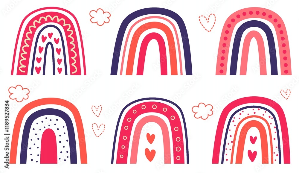 Illustrations of bundel set colorful boho rainbow. Cozy rainbow design illustrations pattern. pattern rainbow colorful digital prints. ornament journal playful seamless pattern Illustrations of bundel set colorful boho rainbow. Cozy rainbow design illustrations pattern. pattern rainbow colorful digital prints. ornament journal playful seamless pattern