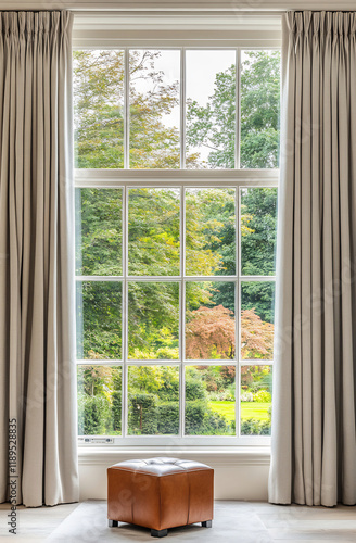 Bright view from a cozy room window