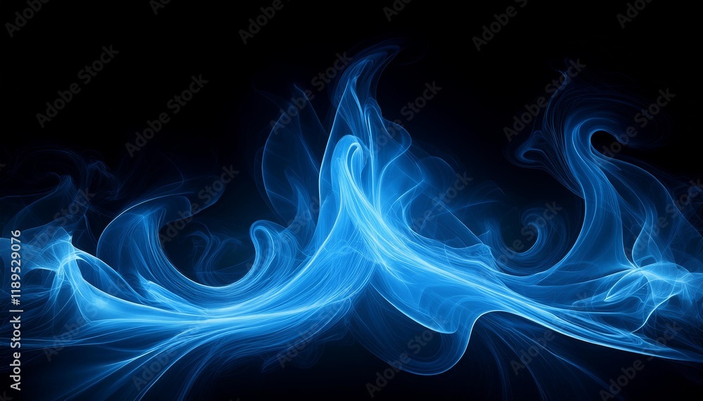 Obraz premium a brilliant blue flame dances upwards its gentle curves developing a spell binding show in opposition to the stark black backdrop highlighting its dynamic and airy nature