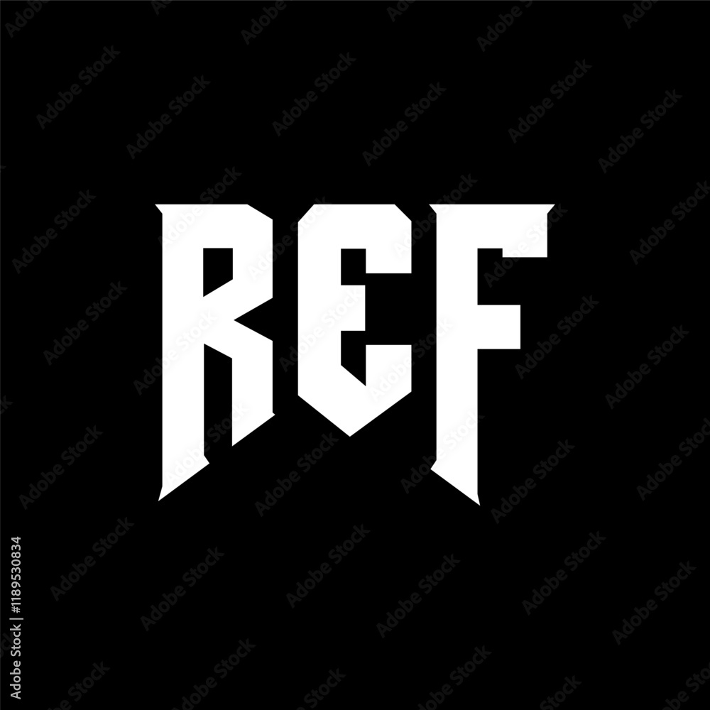 Obraz premium REF letter logo design for technology company. REF logo design black and white color combination. REF logo, REF vector, REF design, REF icon, REF alphabet. REF typography logo design.