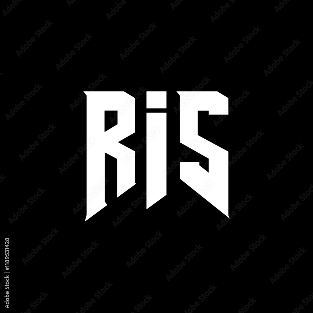 Obraz premium RIS letter logo design for technology company. RIS logo design black and white color combination. RIS logo, RIS vector, RIS design, RIS icon, RIS alphabet. RIS typography logo design.