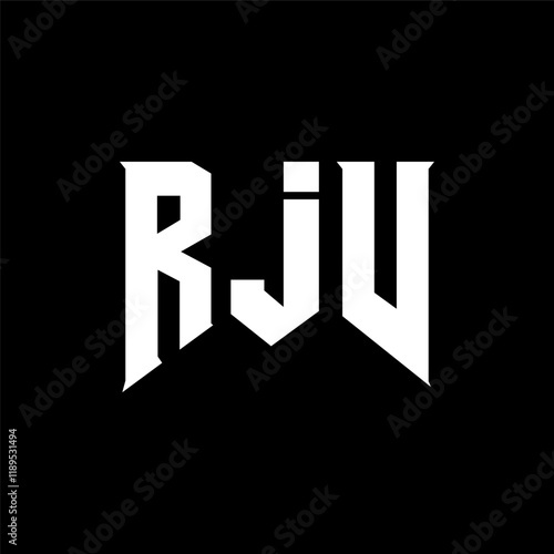 RJV letter logo design for technology company. RJV logo design black and white color combination. RJV logo, RJV vector, RJV design, RJV icon, RJV alphabet. RJV typography logo design. photo