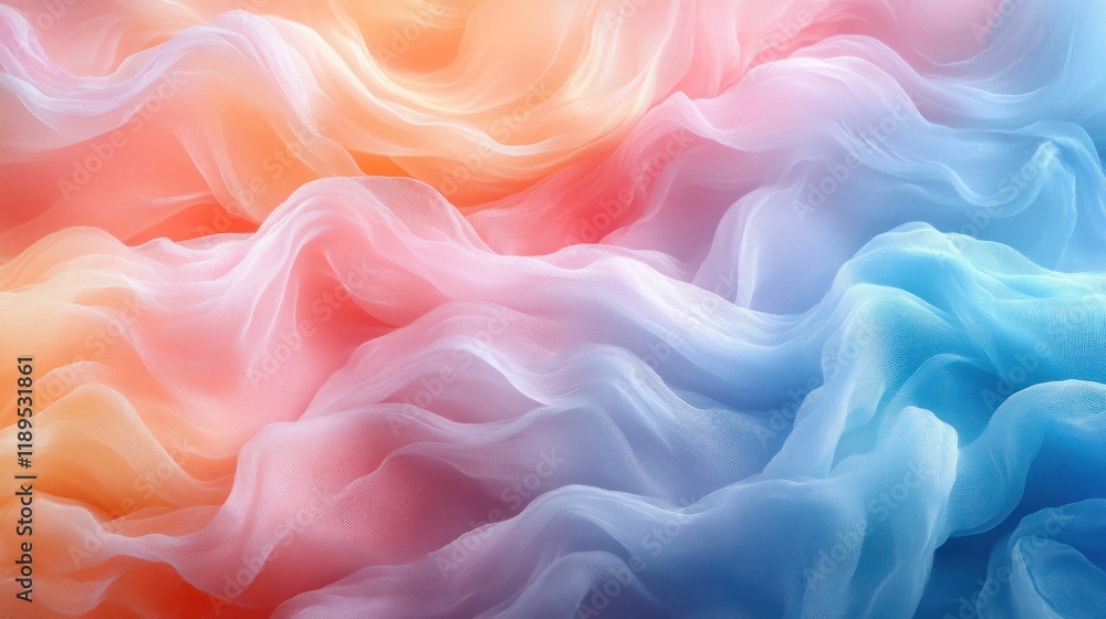 Fototapeta premium Abstract pastel fabric waves, flowing colorful texture.