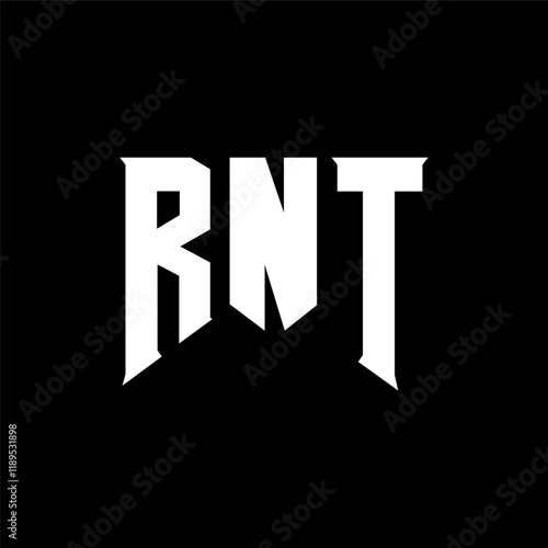 RNT letter logo design for technology company. RNT logo design black and white color combination. RNT logo, RNT vector, RNT design, RNT icon, RNT alphabet. RNT typography logo design. photo