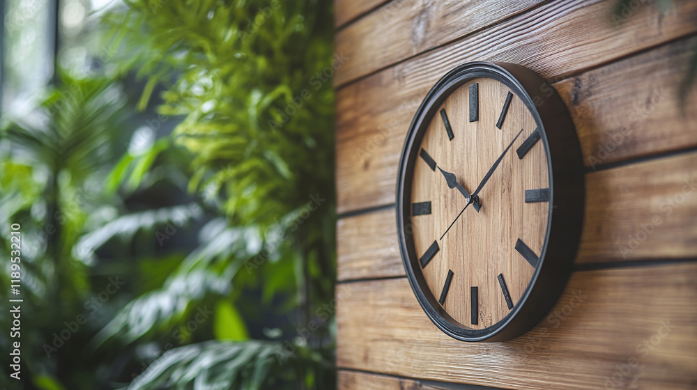 custom made wallpaper toronto digitalRound circle clock or watch on the business office interior wall indoors. copy space, time management, modern object decoration, work deadline, hour, minute, second.