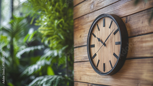 Wallpaper Mural Round circle clock or watch on the business office interior wall indoors. copy space, time management, modern object decoration, work deadline, hour, minute, second. Torontodigital.ca