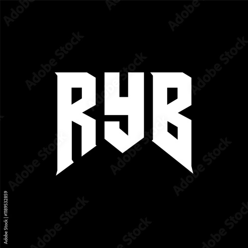 RYB letter logo design for technology company. RYB logo design black and white color combination. RYB logo, RYB vector, RYB design, RYB icon, RYB alphabet. RYB typography logo design.