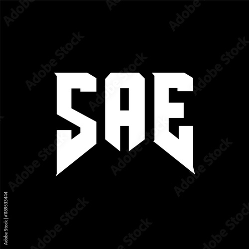 SAE letter logo design for technology company. SAE logo design black and white color combination. SAE logo, SAE vector, SAE design, SAE icon, SAE alphabet. SAE typography logo design.