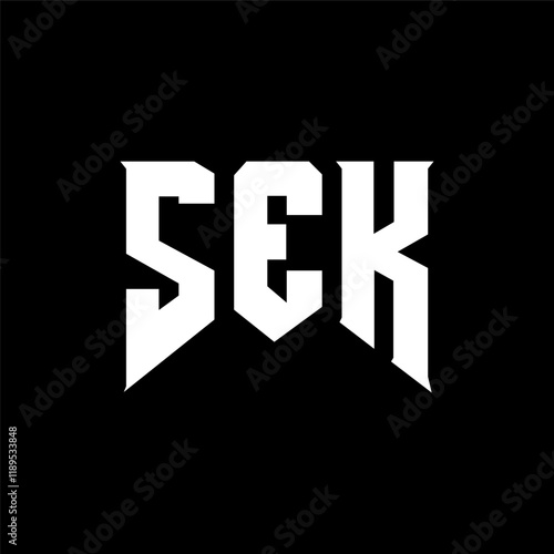 SEK letter logo design for technology company. SEK logo design black and white color combination. SEK logo, SEK vector, SEK design, SEK icon, SEK alphabet. SEK typography logo design.