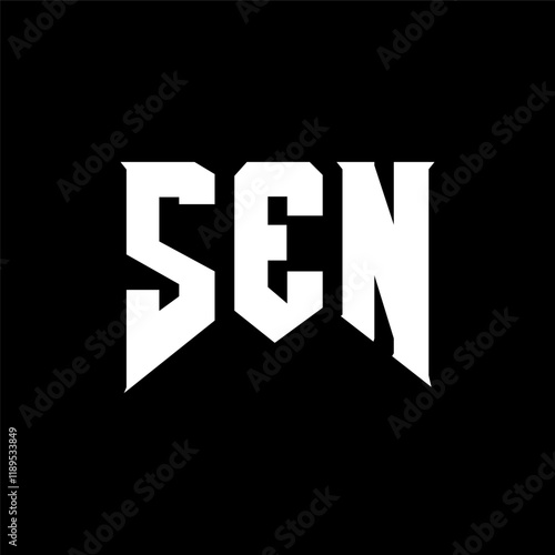 SEN letter logo design for technology company. SEN logo design black and white color combination. SEN logo, SEN vector, SEN design, SEN icon, SEN alphabet. SEN typography logo design.