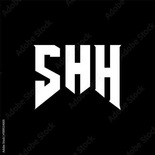 SHH letter logo design for technology company. SHH logo design black and white color combination. SHH logo, SHH vector, SHH design, SHH icon, SHH alphabet. SHH typography logo design.