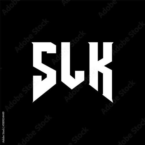 SLK letter logo design for technology company. SLK logo design black and white color combination. SLK logo, SLK vector, SLK design, SLK icon, SLK alphabet. SLK typography logo design. photo