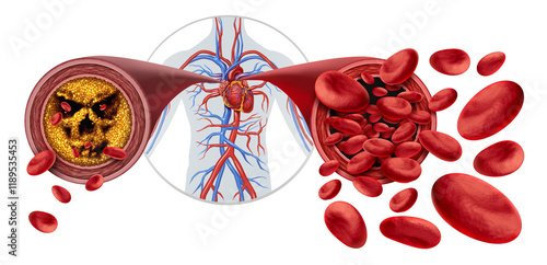 Canvas Print Arterial Obstruction Risk and Atherosclerosis medical condition as Blocked Human