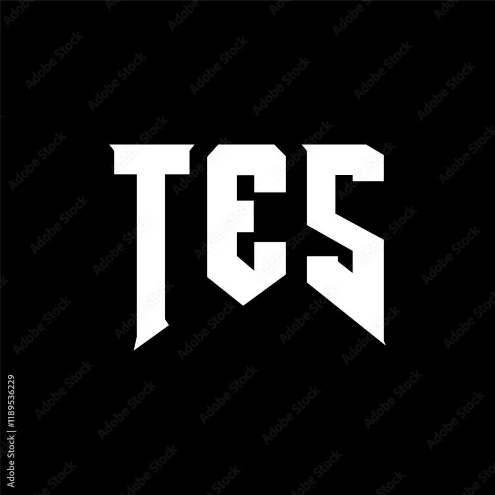 Fototapeta premium TES letter logo design for technology company. TES logo design black and white color combination. TES logo, TES vector, TES design, TES icon, TES alphabet. TES typography logo design.