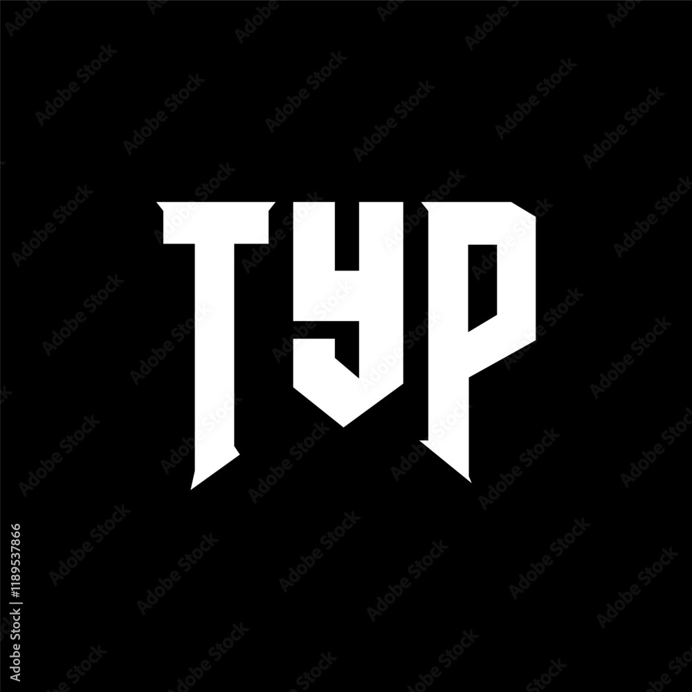 Obraz premium TYP letter logo design for technology company. TYP logo design black and white color combination. TYP logo, TYP vector, TYP design, TYP icon, TYP alphabet. TYP typography logo design.