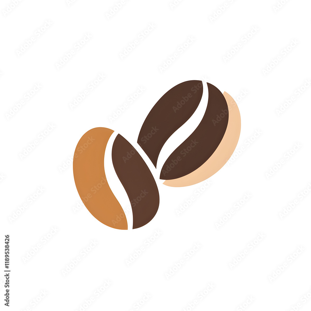 Obraz premium Simple 2D Flat Vector Coffee Bean Icon with Curved Lines
