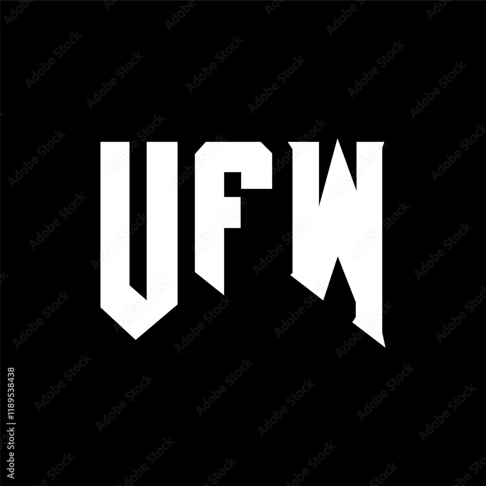 Fototapeta premium UFW letter logo design for technology company. UFW logo design black and white color combination. UFW logo, UFW vector, UFW design, UFW icon, UFW alphabet. UFW typography logo design.