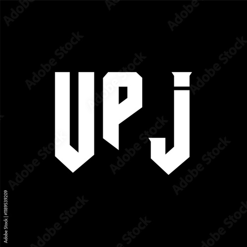 UPJ letter logo design for technology company. UPJ logo design black and white color combination. UPJ logo, UPJ vector, UPJ design, UPJ icon, UPJ alphabet. UPJ typography logo design. photo