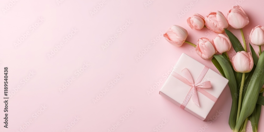 Mother's Day Gift with Flowers on Light Background 31 Mother's Day Gift with Flowers on Light Background 31