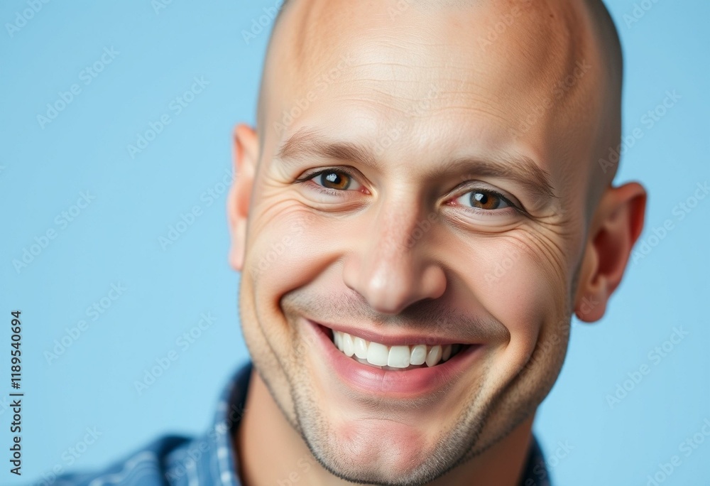 Bald man in relaxed pose with warm smile Bald man in relaxed pose with warm smile